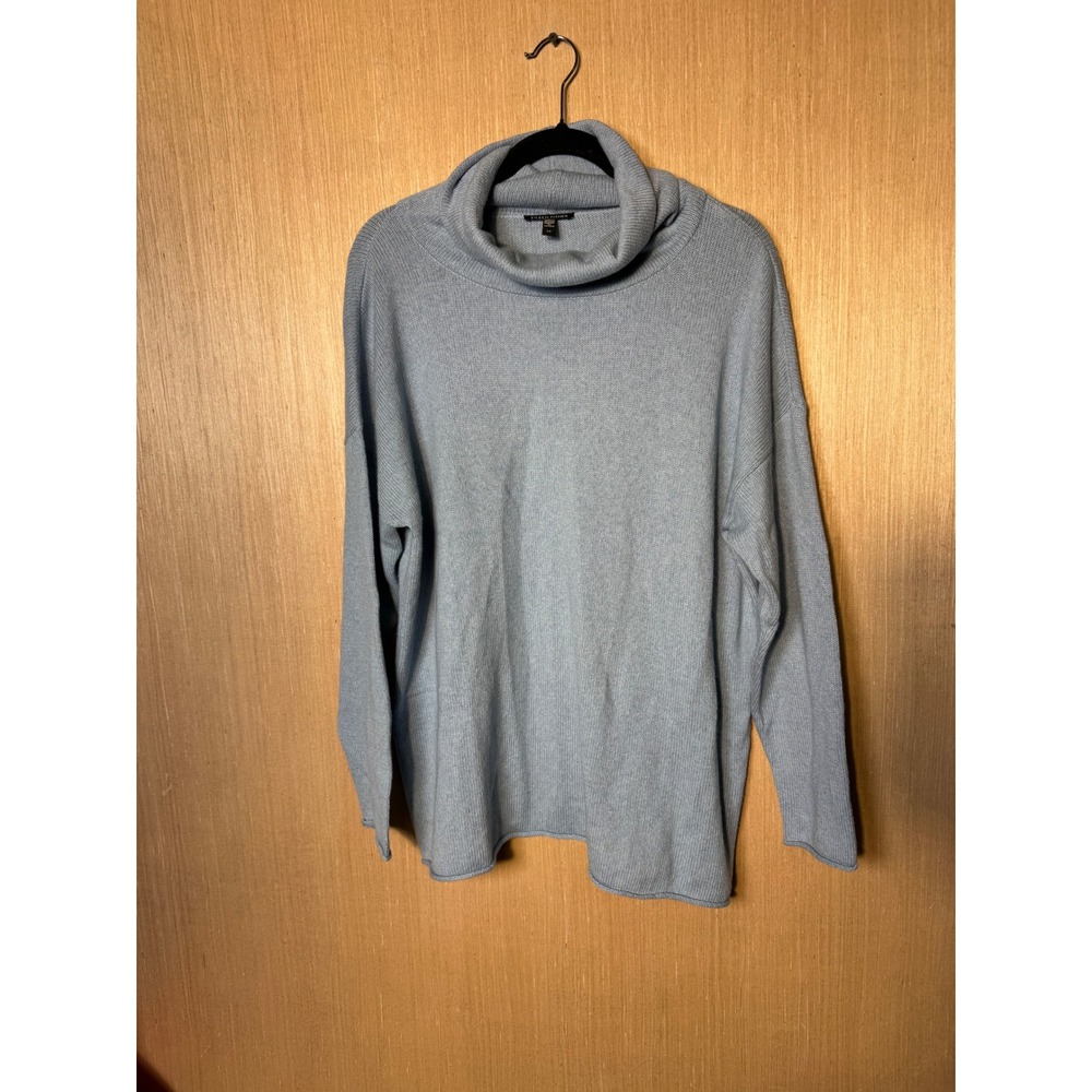 Eileen Fisher Womens S Light Blue Organic Cotton Recycled Cashmere Cowl Sweater